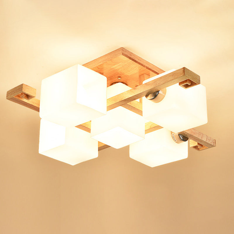 Nordic Wood Semi-Flush Ceiling Light
