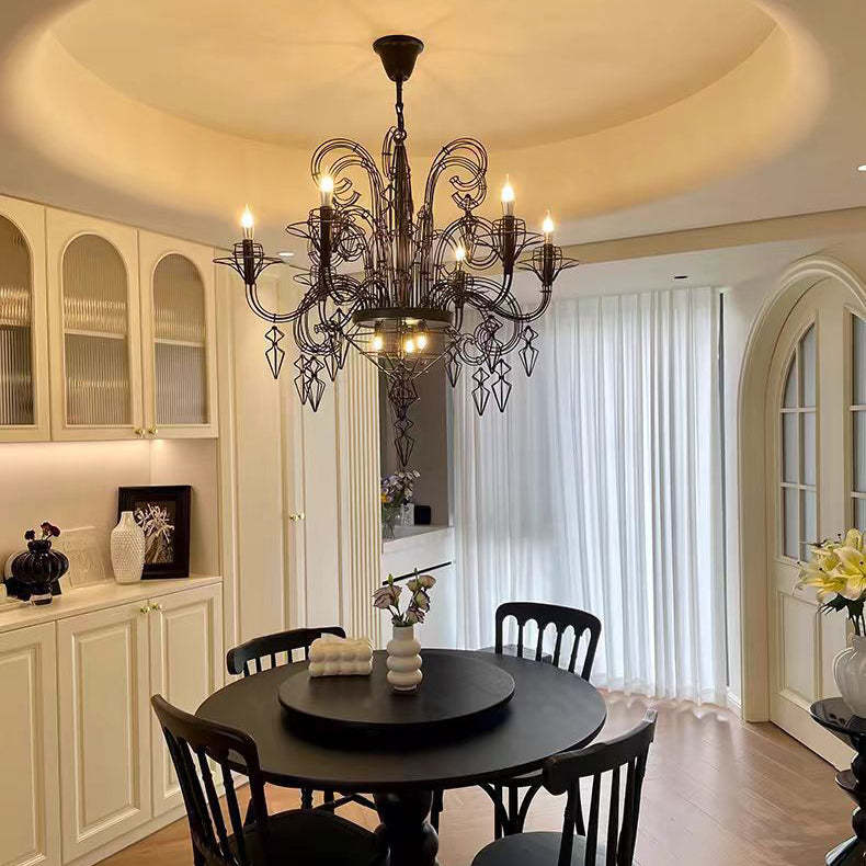 Vintage Carbon Steel Curved Round Chandelier — 9 / 220V-240V For UK/AU