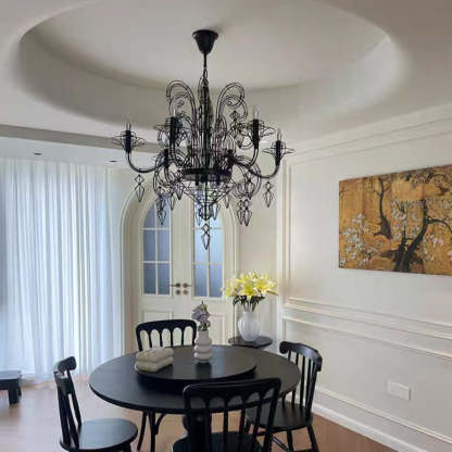 Vintage Carbon Steel Curved Round Chandelier