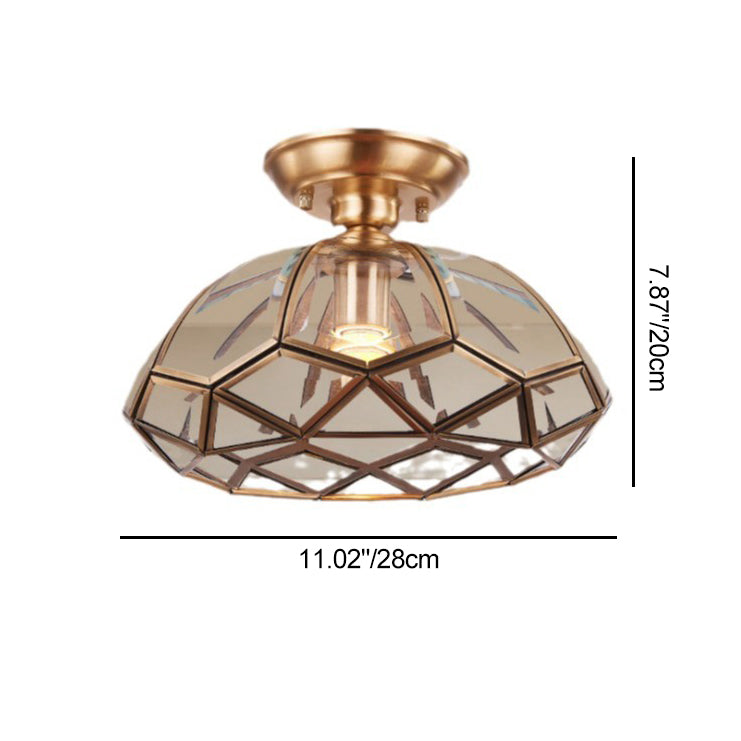 Vintage Brass Semi-Flush Ceiling Light