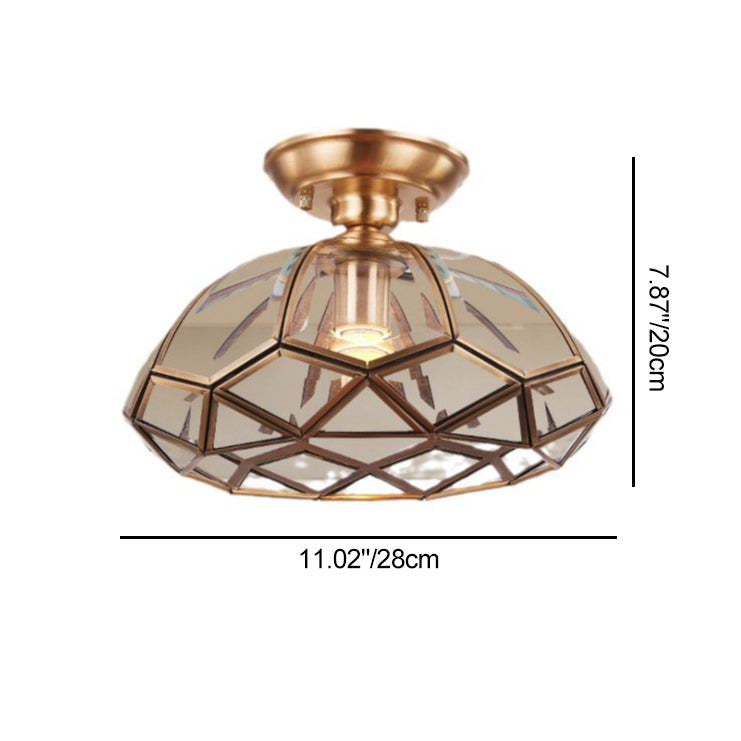 Vintage Brass Semi-Flush Ceiling Light
