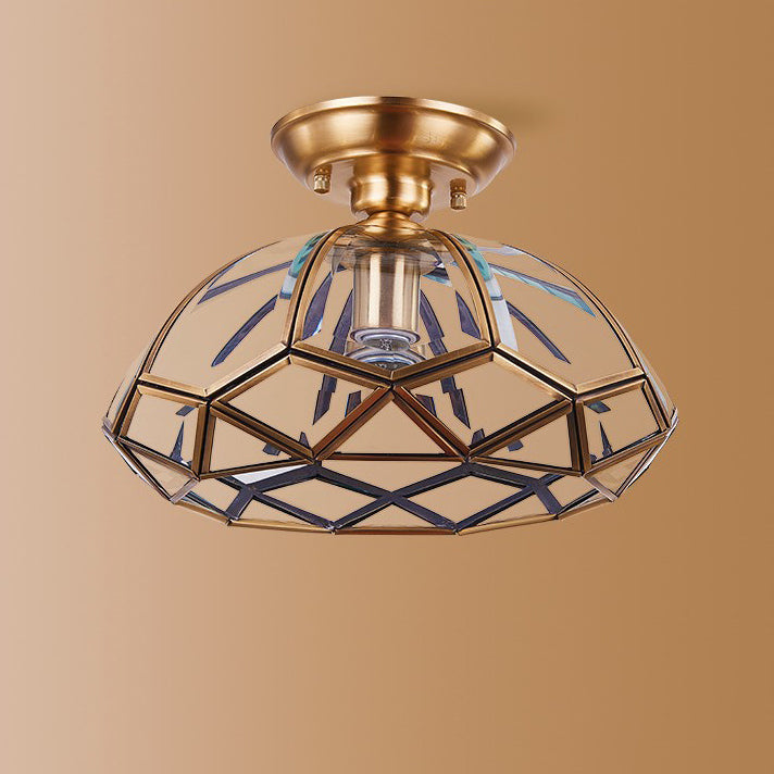Vintage Brass Semi-Flush Ceiling Light
