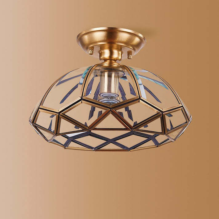 Vintage Brass Semi-Flush Ceiling Light