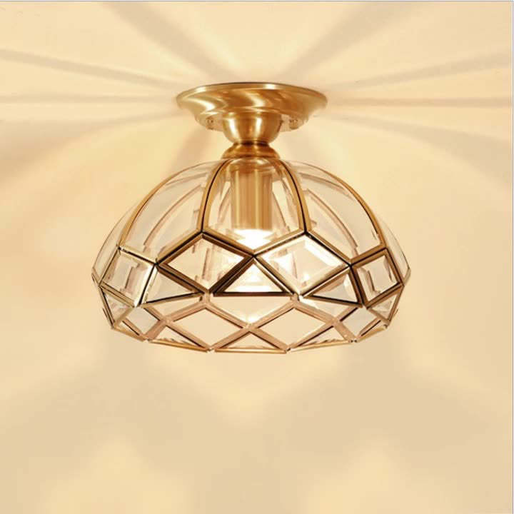 Vintage Brass Semi-Flush Ceiling Light