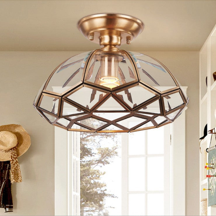 Vintage Brass Semi-Flush Ceiling Light