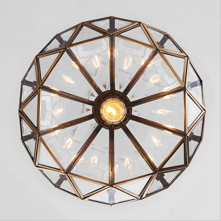 Vintage Brass Semi-Flush Ceiling Light
