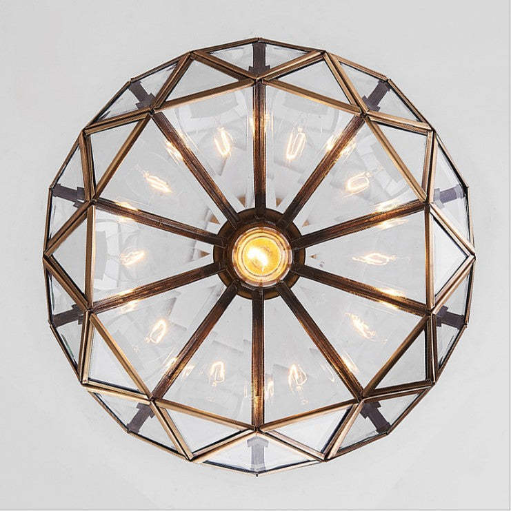 Vintage Brass Semi-Flush Ceiling Light