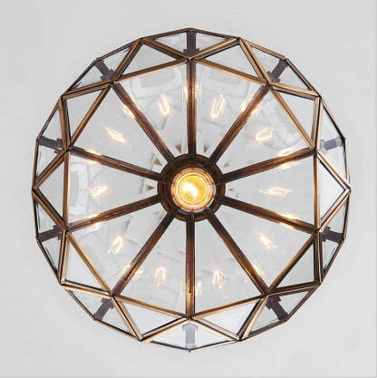 Vintage Brass Semi-Flush Ceiling Light