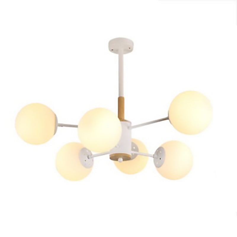 Nordic Metal Wood Glass Round Chandelier