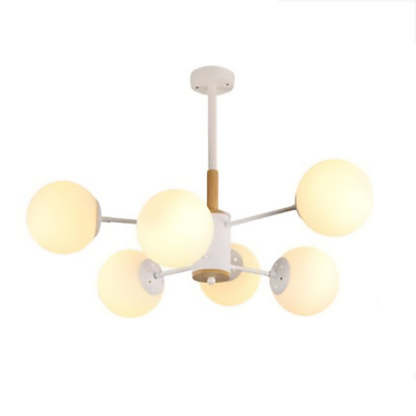 Nordic Metal Wood Glass Round Chandelier