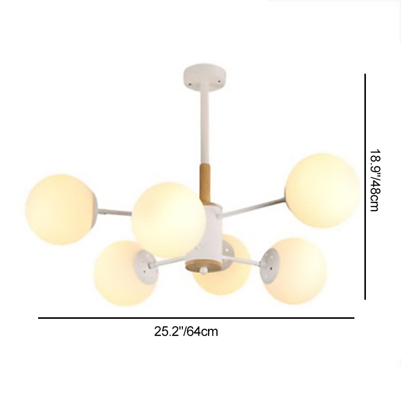 Nordic Metal Wood Glass Round Chandelier