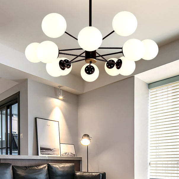 Nordic Metal Wood Glass Round Chandelier