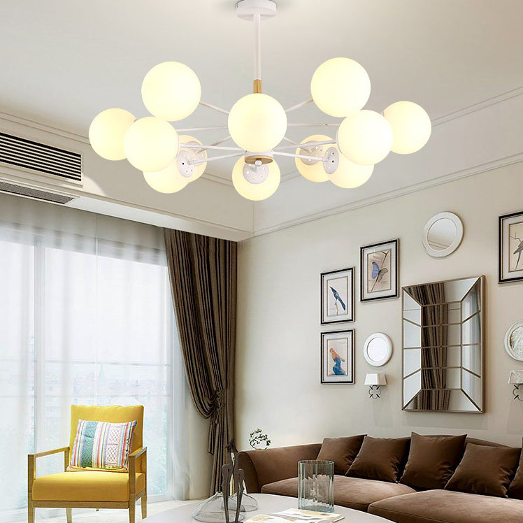 Nordic Metal Wood Glass Round Chandelier
