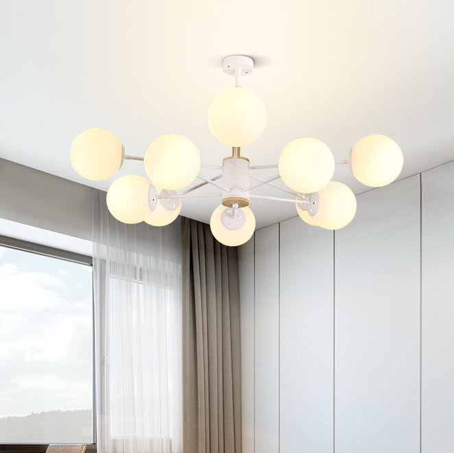 Nordic Metal Wood Glass Round Chandelier