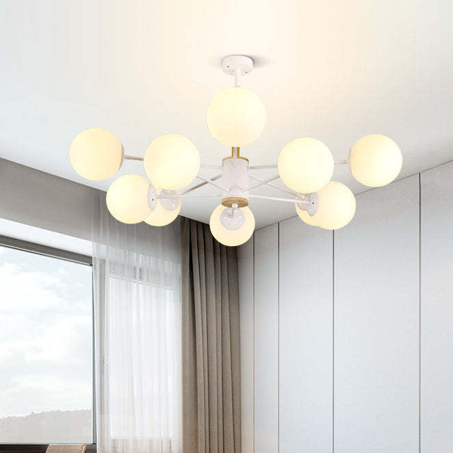 Nordic Metal Wood Glass Round Chandelier