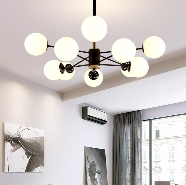 Nordic Metal Wood Glass Round Chandelier