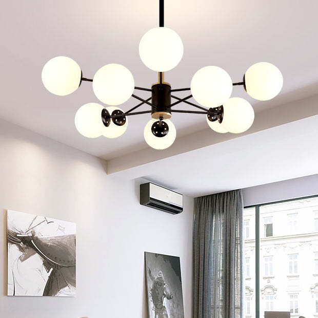 Nordic Metal Wood Glass Round Chandelier