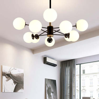 Nordic Metal Wood Glass Round Chandelier