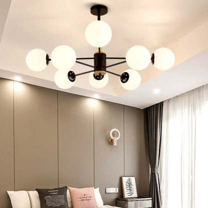 Nordic Metal Wood Glass Round Chandelier