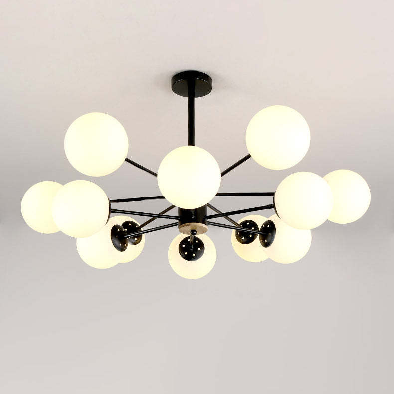 Nordic Metal Wood Glass Round Chandelier