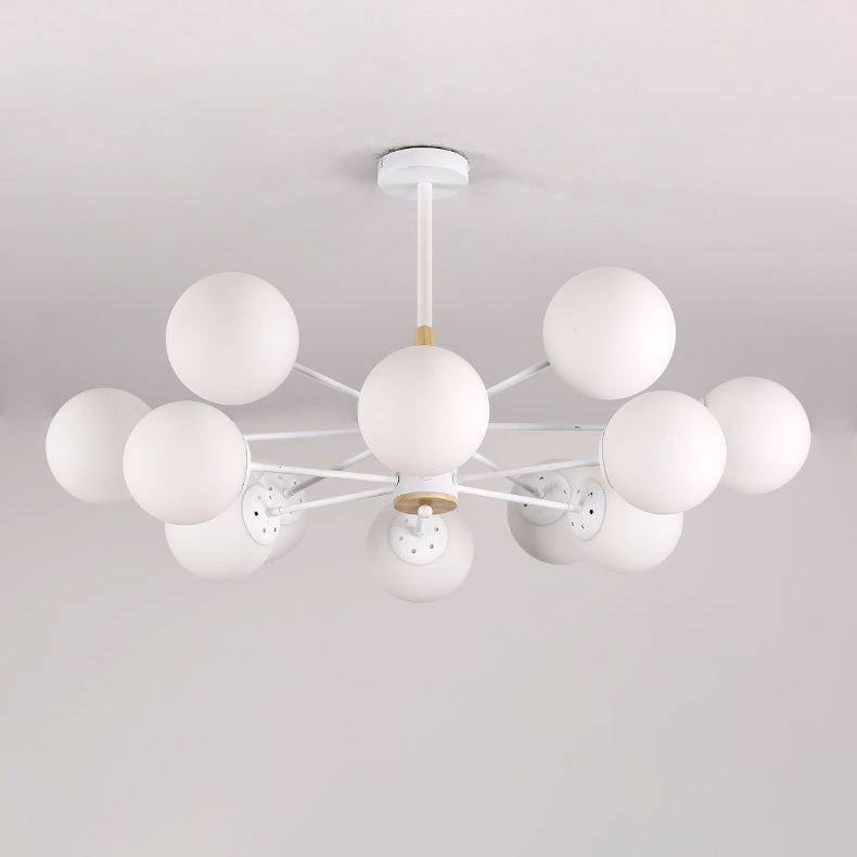 Nordic Metal Wood Glass Round Chandelier