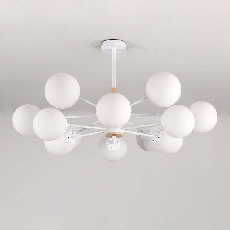 Nordic Metal Wood Glass Round Chandelier