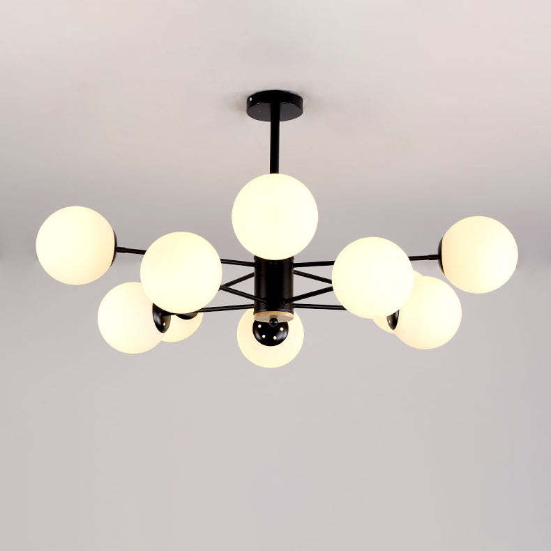 Nordic Metal Wood Glass Round Chandelier