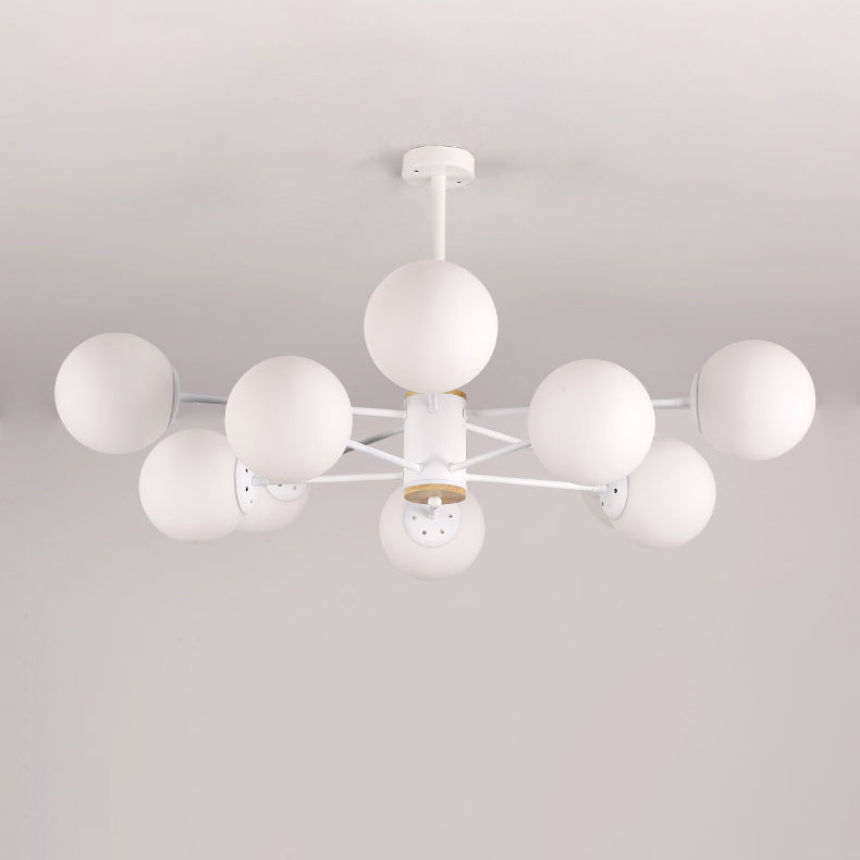 Nordic Metal Wood Glass Round Chandelier