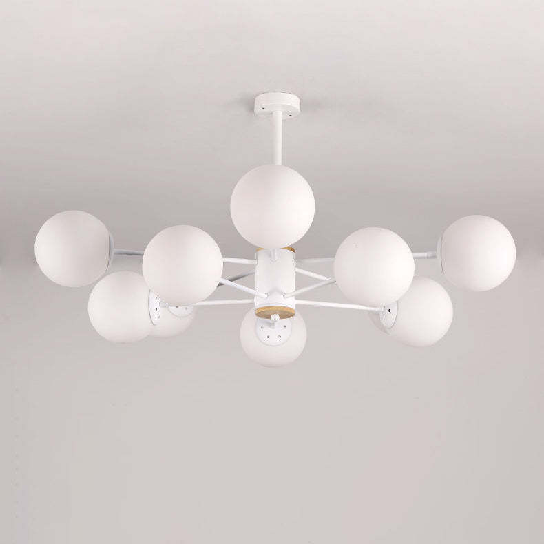 Nordic Metal Wood Glass Round Chandelier