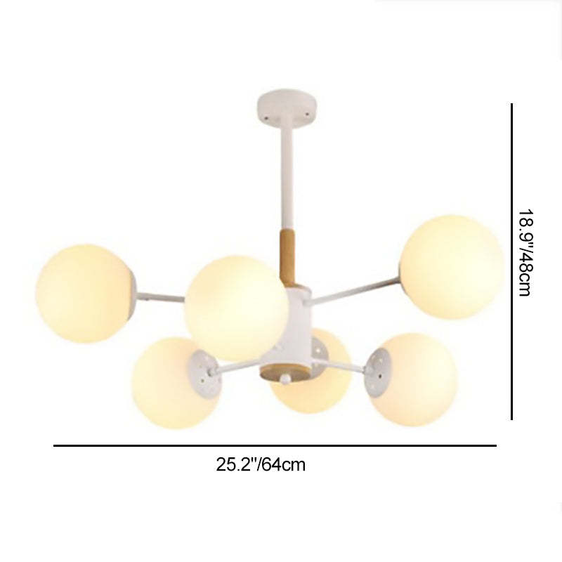 Nordic Metal Wood Glass Round Chandelier