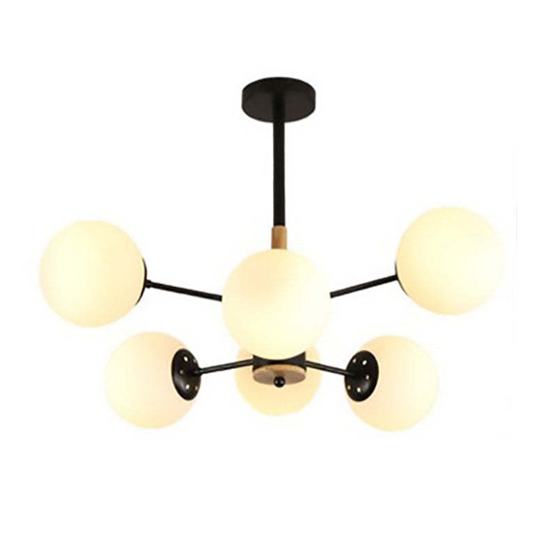 Nordic Metal Wood Glass Round Chandelier