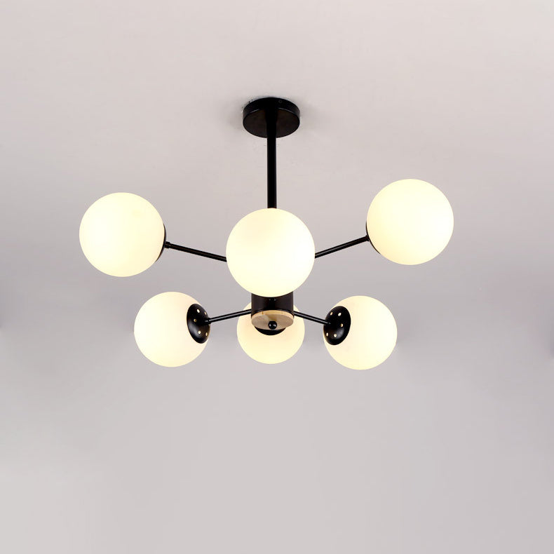 Nordic Metal Wood Glass Round Chandelier