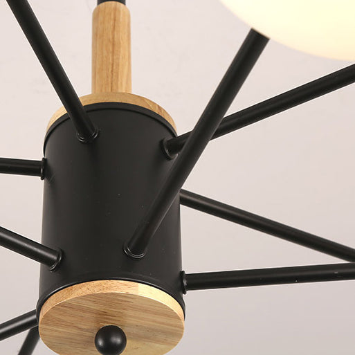 Nordic Metal Wood Glass Round Chandelier