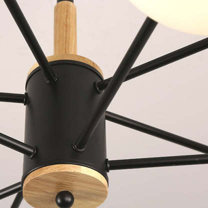 Nordic Metal Wood Glass Round Chandelier