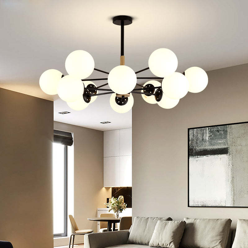Nordic Metal Wood Glass Round Chandelier
