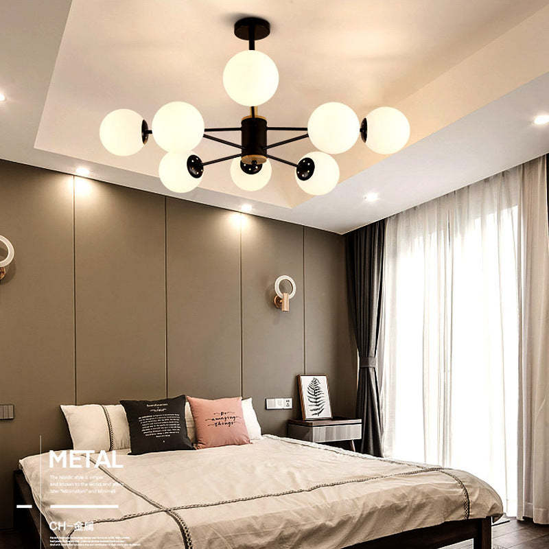 Nordic Metal Wood Glass Round Chandelier