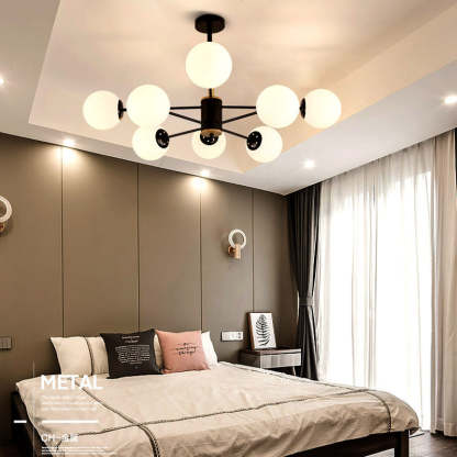 Nordic Metal Wood Glass Round Chandelier