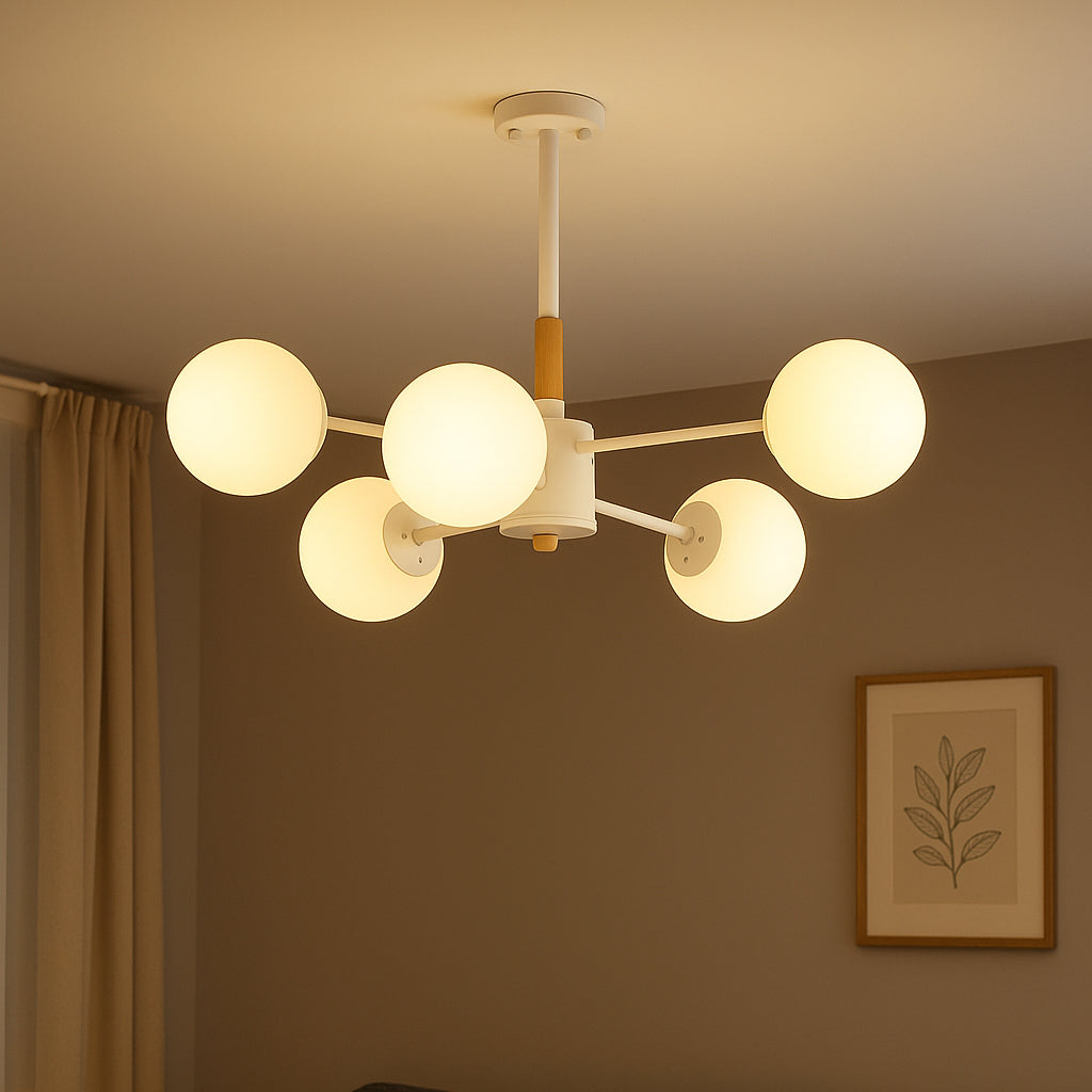 Nordic Metal Wood Glass Round Chandelier