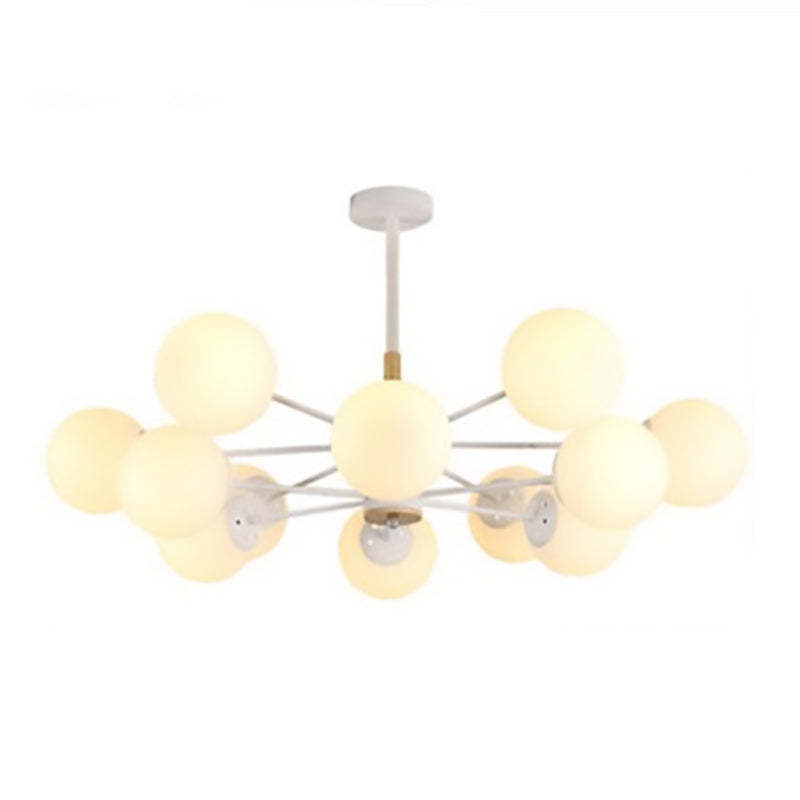 Nordic Metal Wood Glass Round Chandelier