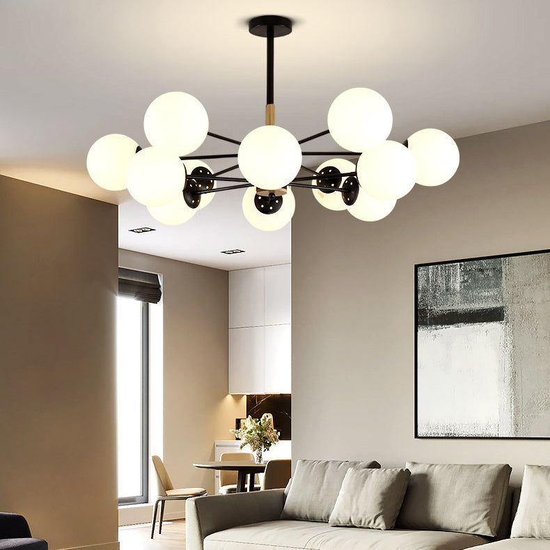 Nordic Metal Wood Glass Round Chandelier