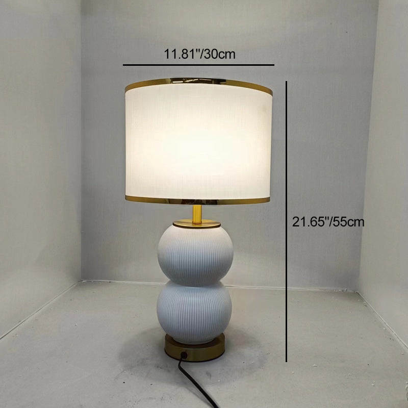 Nordic Ceramic Metal Fabric Gourd Lamp — B / 220V-240V For UK/AU
