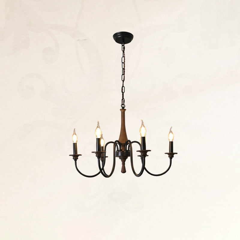 Traditional Rustic Metal Wood Candelabra Chandelier