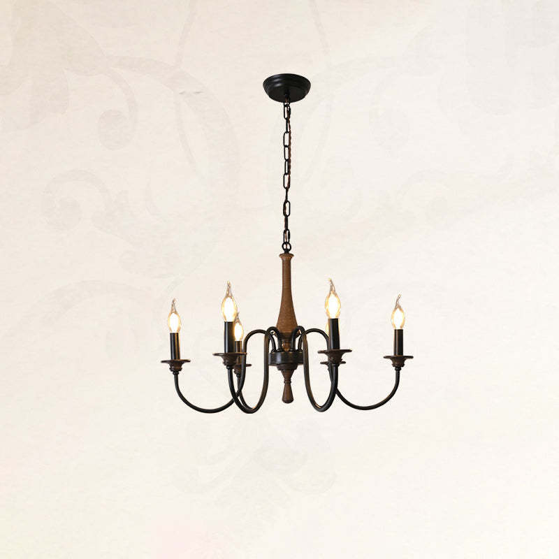 Traditional Rustic Metal Wood Candelabra Chandelier