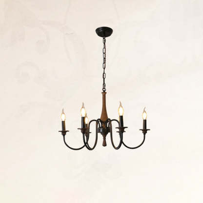 Traditional Rustic Metal Wood Candelabra Chandelier