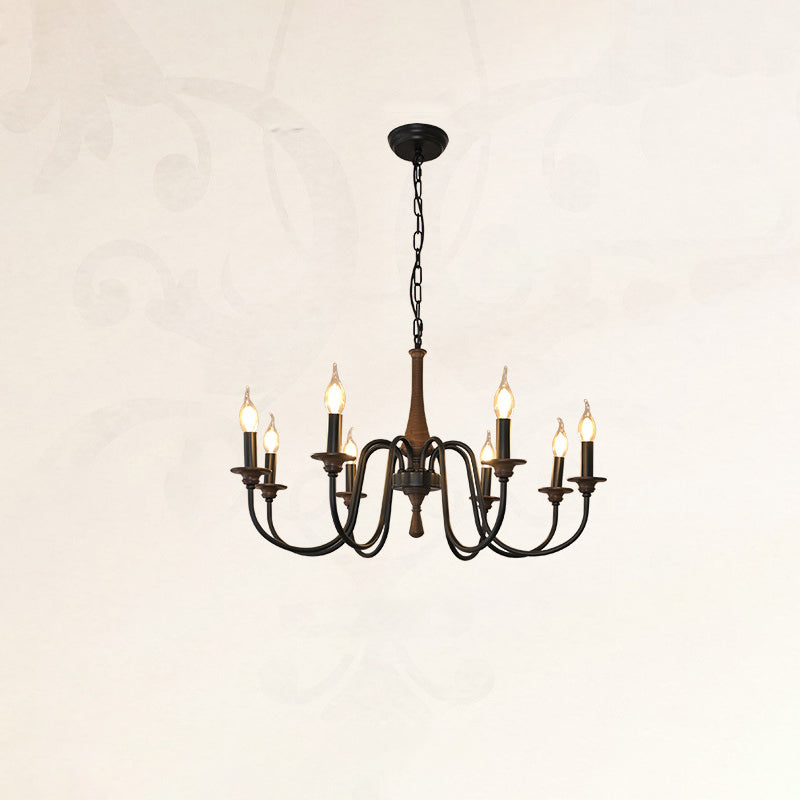 Traditional Rustic Metal Wood Candelabra Chandelier
