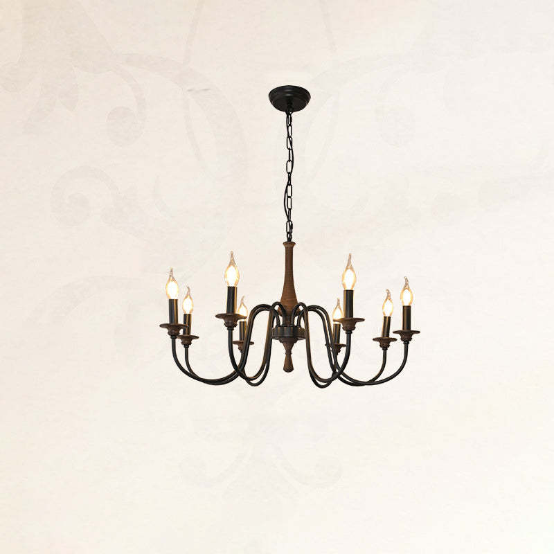 Traditional Rustic Metal Wood Candelabra Chandelier