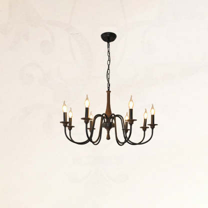Traditional Rustic Metal Wood Candelabra Chandelier