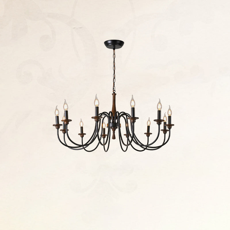 Traditional Rustic Metal Wood Candelabra Chandelier