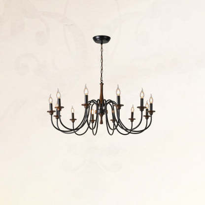 Traditional Rustic Metal Wood Candelabra Chandelier
