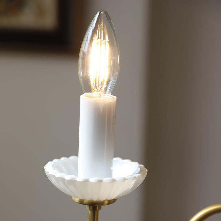 French Brass Glass Candle Round Chandelier